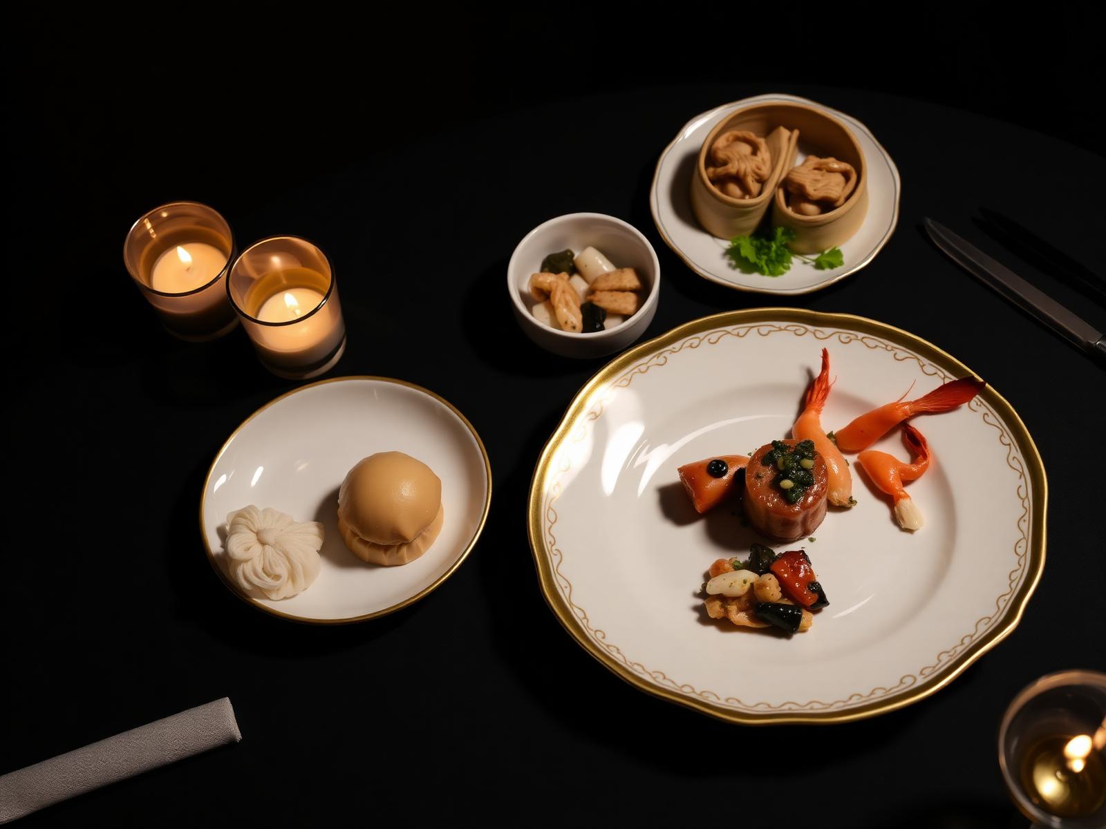 Three-Michelin-star Cantonese fine dining plated by candlelight